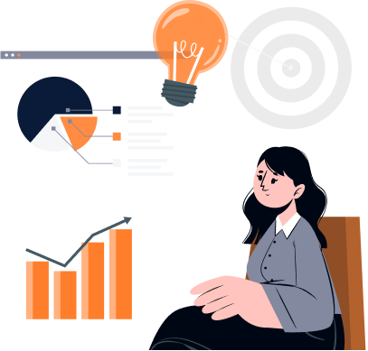 Person with data chart illustration